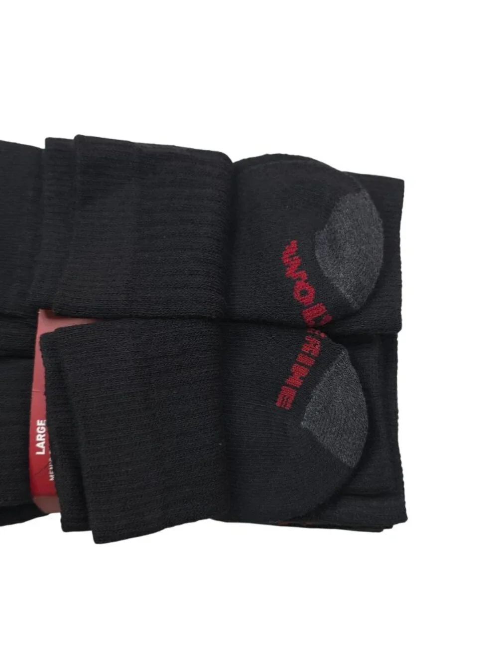 Wolverine Mens 8 Pairs Crew Heavy Duty Work Socks Large Shoe Size 7-12 Black
